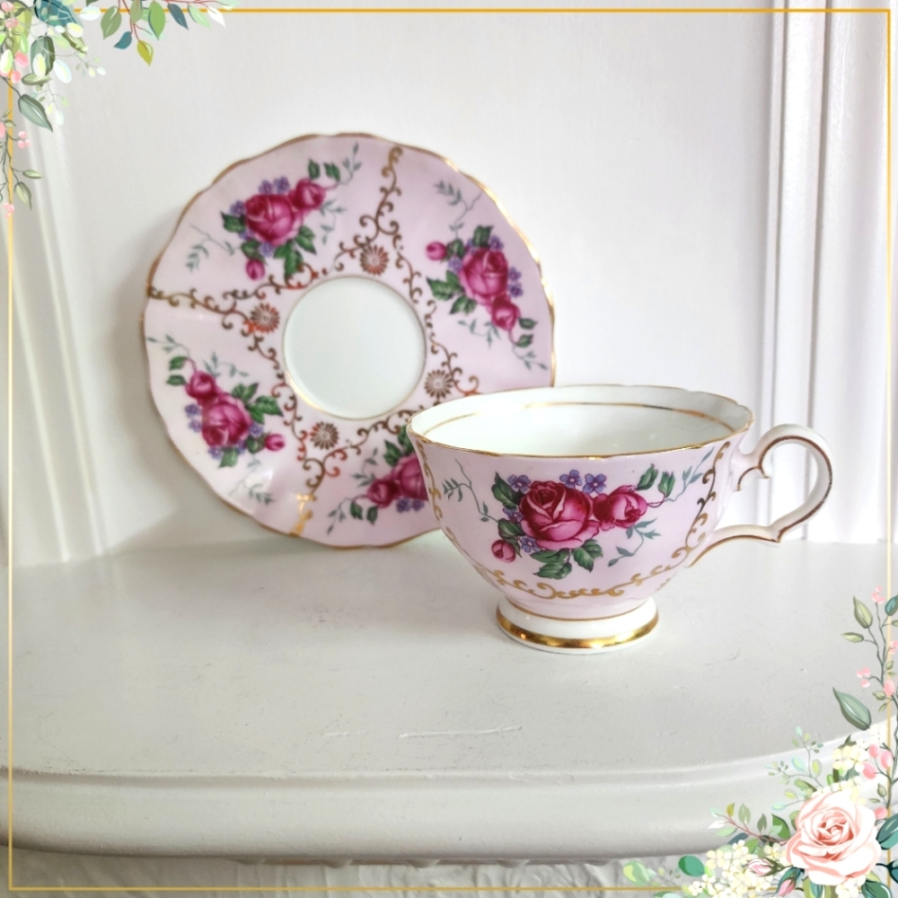 Vintage English Bone china Grosvenor teacup and saucer mint condition rare